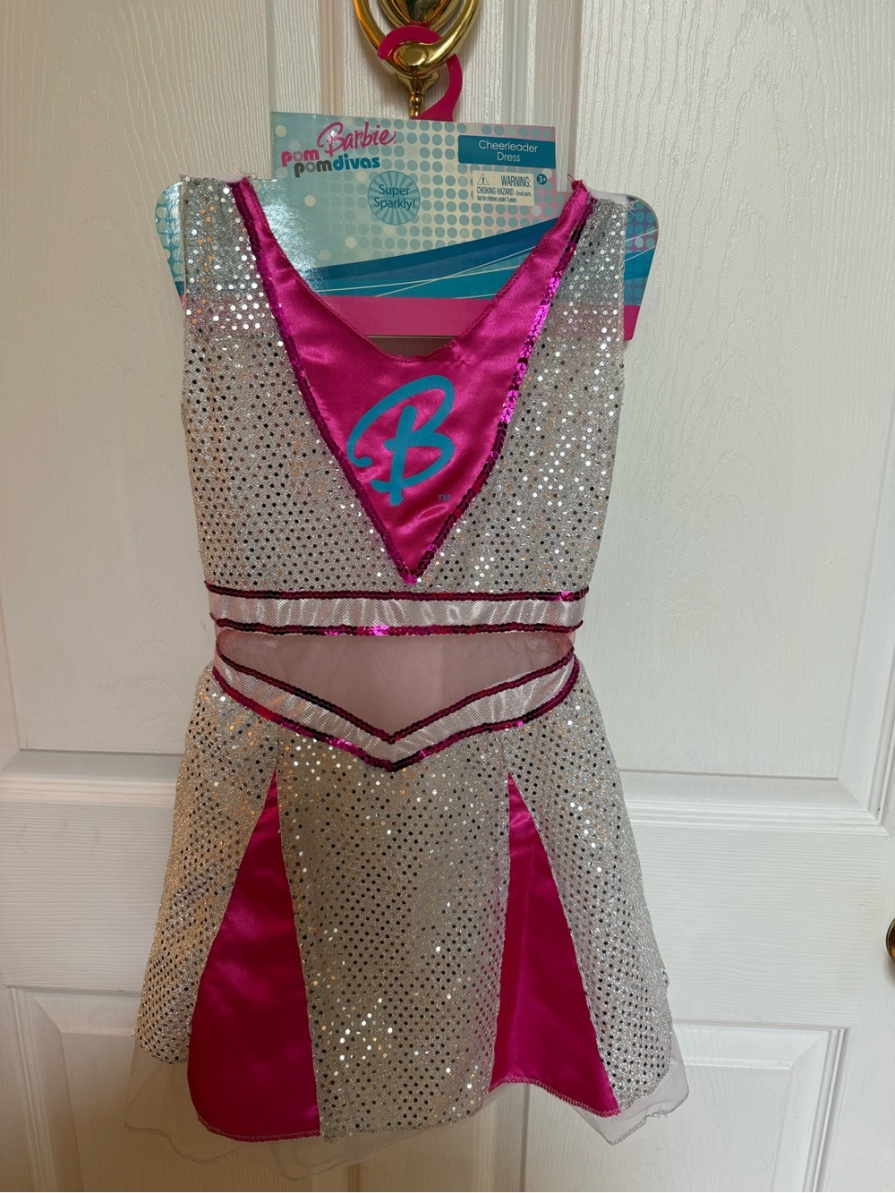 Vintage 2007 Barbie Pom Pom Divas Cheerleader Dress Costume size 4-6x